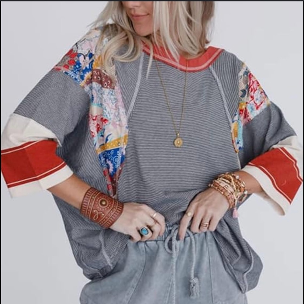 THREE BIRDS NEST Women's Multicolor Patchwork Top